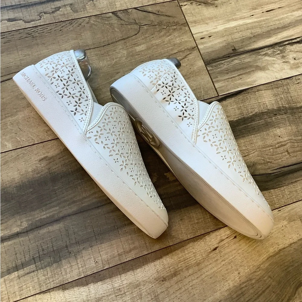 Michael Kors Womens Shoes Nappa Faux Leather Ophelia Slipon White 43S20PFPAL New - Picture 5 of 9